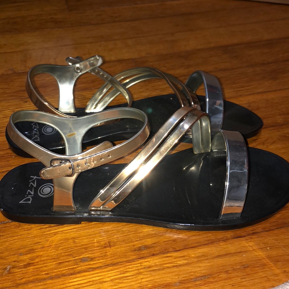 Gold and silver strapped Sandals. Brand new,!